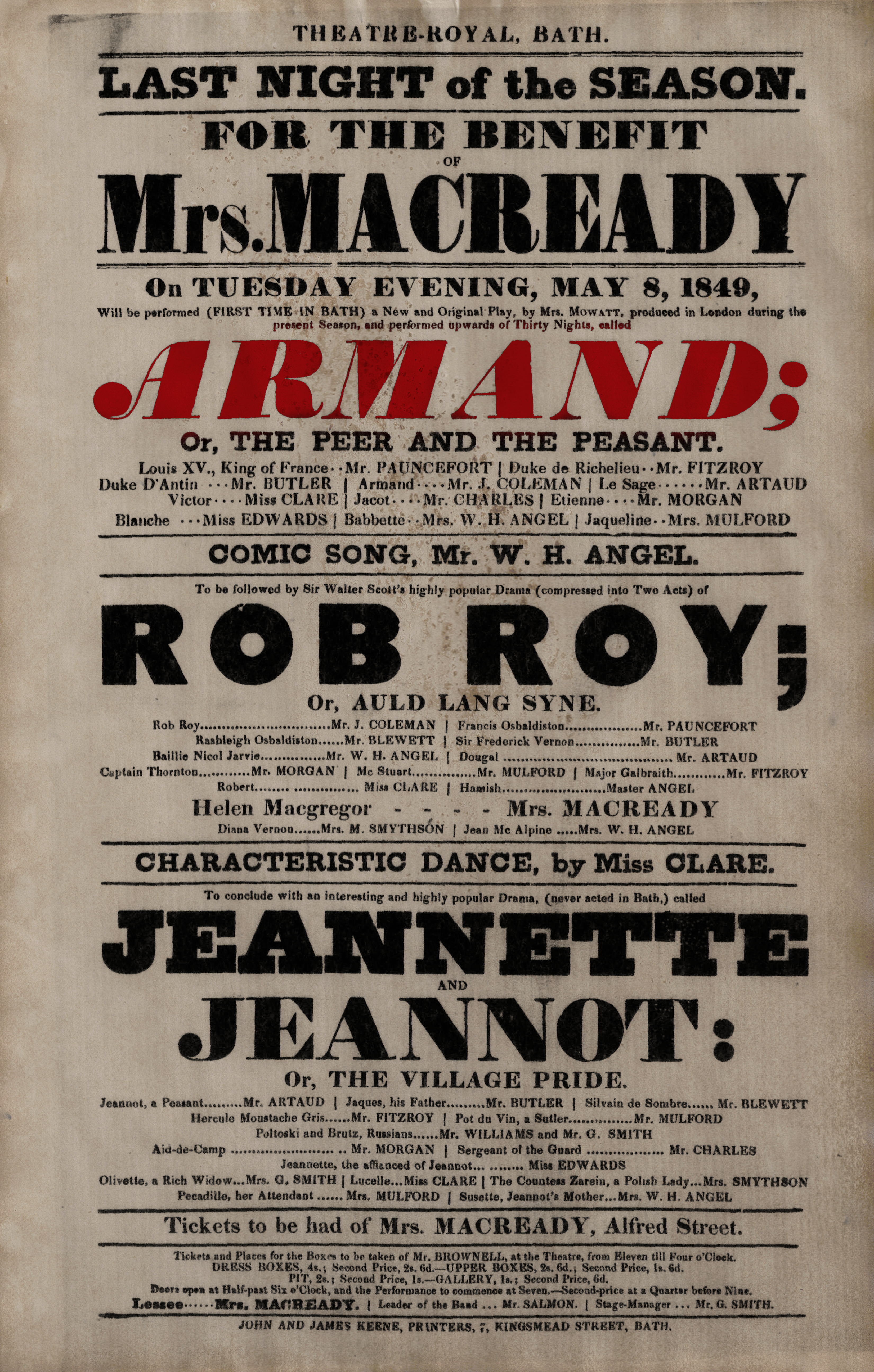 Benefit Performance of Armand, 1849