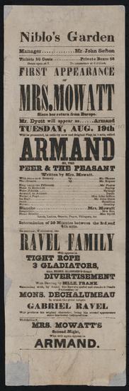 Playbill for Armand, 1847